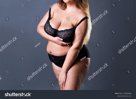 Plus Size Sexy Model Black Lingerie Stock Photo 2129896946 Shutterstock