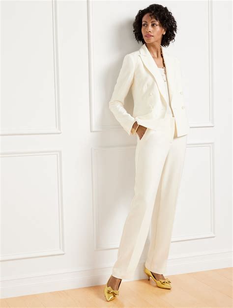 Stretch Crepe Double Breasted Blazer Talbots