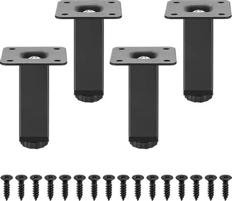 Verstelbare Meubelpoten 4 Stuks Zwart 80 Mm Hoogte Verstelbaar 0 15 Cm