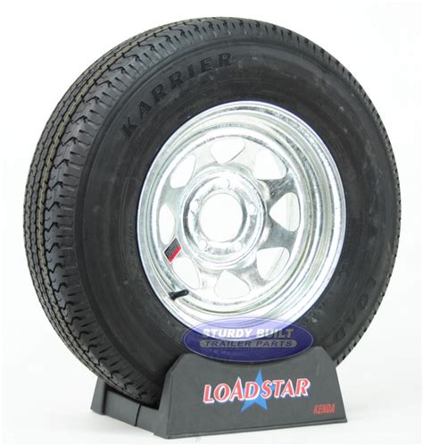 St205 75r14 Radial Trailer Tire Mounted On A Galvanized 5 Bo