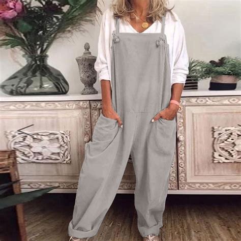 Sakmal One Piece Jumpsuits for Women Sleeveless Cotton and Linen Plus