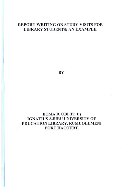report writing  study visits  library students