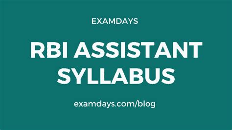 Rbi Assistant Syllabus 2024 Pdf Prelims Mains Exam Pattern