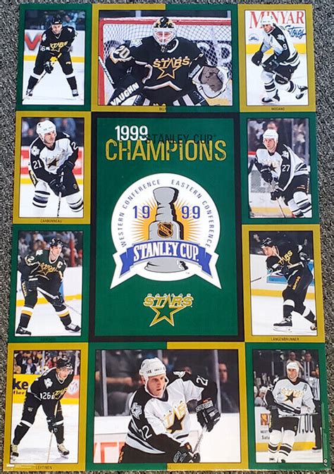 Dallas Stars 1999 STANLEY CUP CHAMPIONS Original 10-Player 23x35 Wall ...