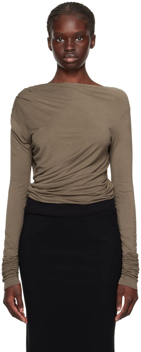 Gray Ava Long Sleeve T Shirt By Rick Owens Lilies On Sale