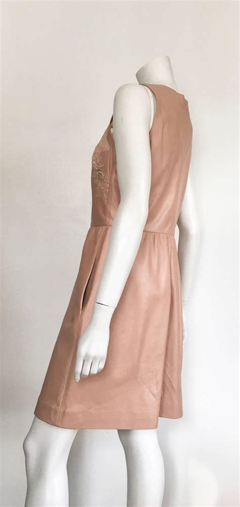 Valentino Leather And Lace Evening Cocktail Dress With Pockets Size 8