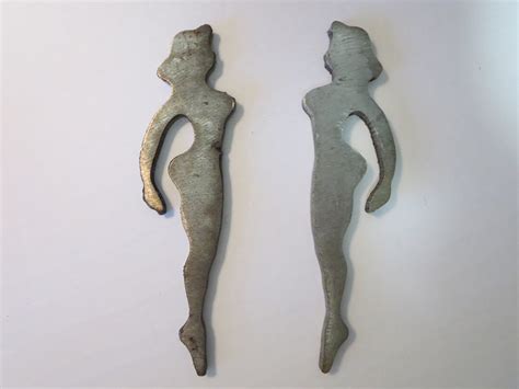 ART DECO FIGURINE Chrome Pin Up Girl Figurine Naked Nude Woman Vintage Mid Century Industrial