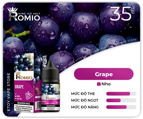 Romio King Pro Ice Salt Grape 30ml Tinh Dầu Pod Chính Hãng