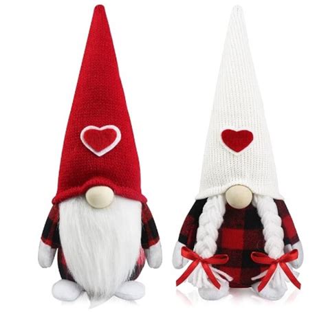 2pcs Valentines Black Red Plaid Gnomes Plush Decorations Michaels