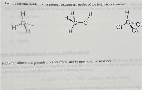 Solved List The Intermolecular Forces Present Between Chegg