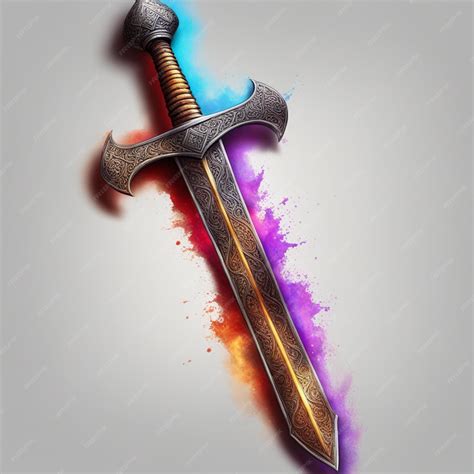 premium photo colorful fire flame sword isolated  neon color