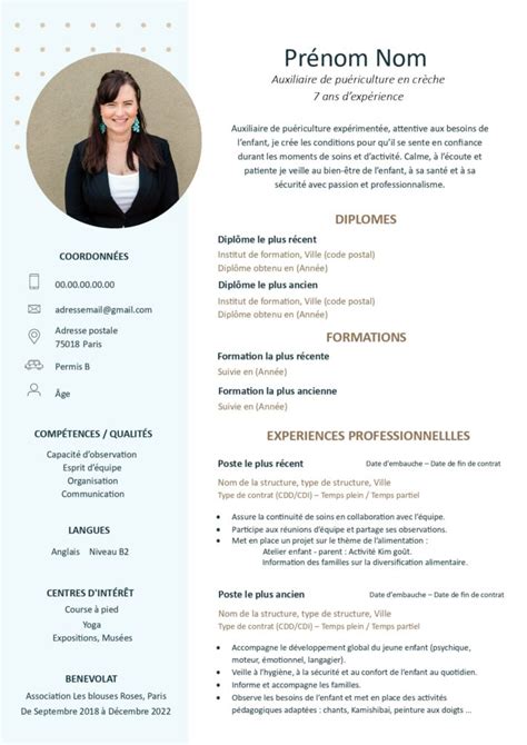 Cv Auxiliaire De Pu Riculture Ap Mod Le Gratuit