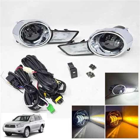 Dual Color Led Drl Fog Lights Kit For Toyota Highlander 2008 2010 With