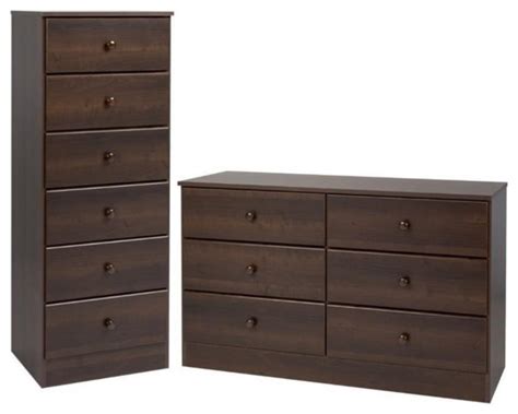Home Square 2 Piece Set With 6 Drawer Lingerie Chest 6 Drawer Double Dresser Transitional