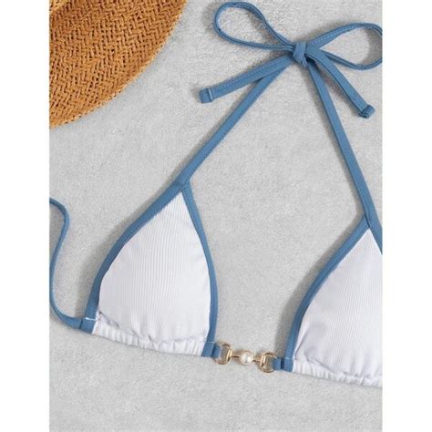 Exclusivo Bikini Blanco Con Azul Perla Del Mar Tienda Luzy