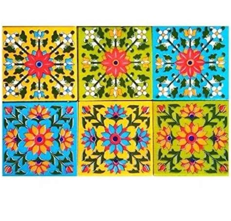 Multicolor Aditya Blue Art Pottery Blue Pottery Handmadetiles For Home