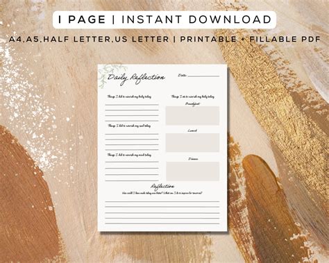 Daily Reflection Printable Fillable Pdf Track And Reflect On
