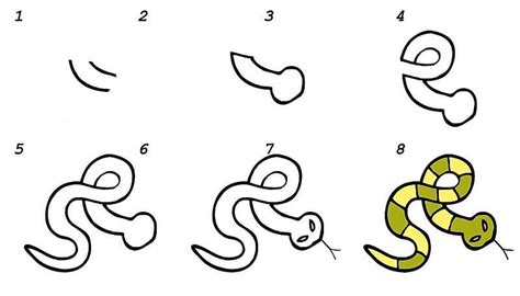 Desenho De Cobra Facil - Como desenhar Uma ideia de cobra 14 passo a passo - Desenhos Fofos