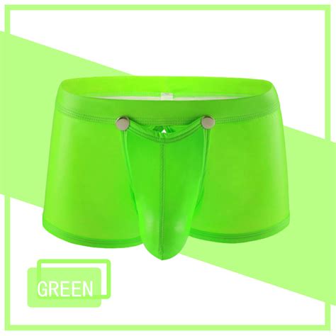 Sexy Gay Underwear For Men Faux Leather Wet Look Open Crotch Pouch Boxer Shorts EBay
