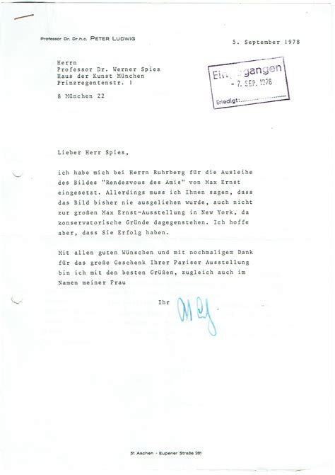 Ms Brief Mit Eigenh Unterschrift Von Ludwig Peter Deutscher