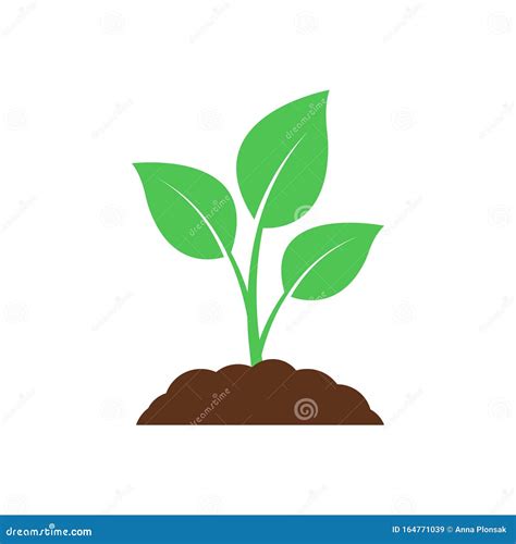 Seedling Icon Plant Symbol Sprout From The Ground Flat Style Stock