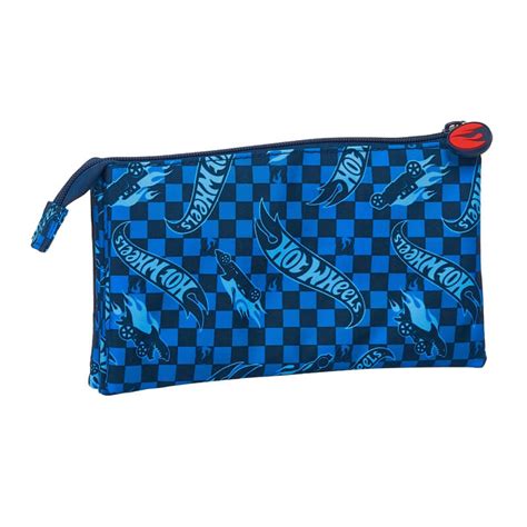 Estojo Escolar Triplo Compartimento Hot Wheels Azul