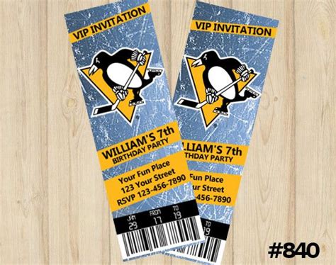 Pittsburgh Penguins Ticket Invitation Penguin Birthday Penguin