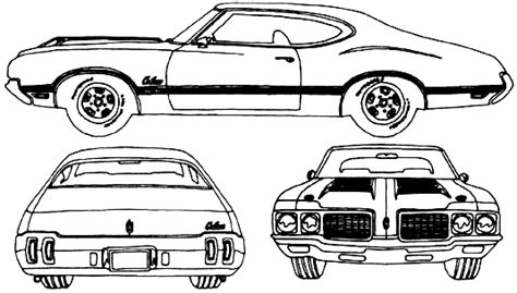 Car Blueprints Oldsmobile Cutlass 442 W31 Blueprints Vector Drawings