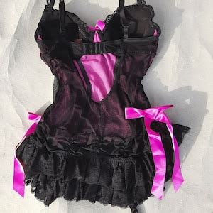 Y K Aesthetic Fairycore Grunge Ruffle Corset Lingerie Black And Barbie Pink Corset Top La Senza