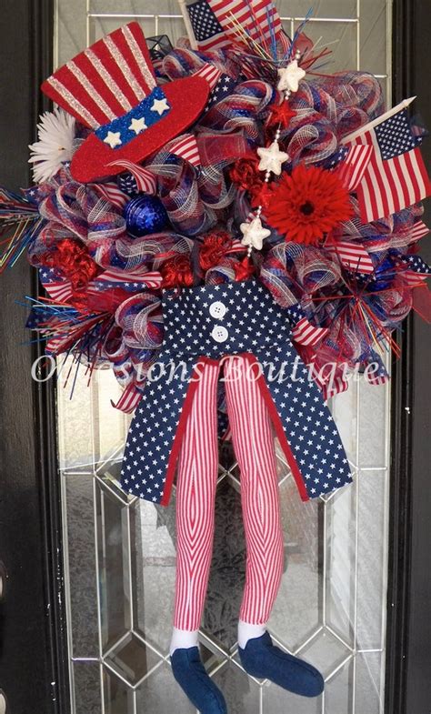 July 4th Wreath Uncle Sam Wreath Patriotic Wreaths Door