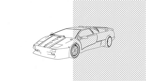 Premium PSD | Car hand drawing and sketch black and white.