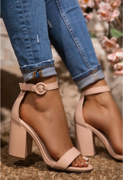 Lake Chunky Heel Sandal Nude Divas Boutique