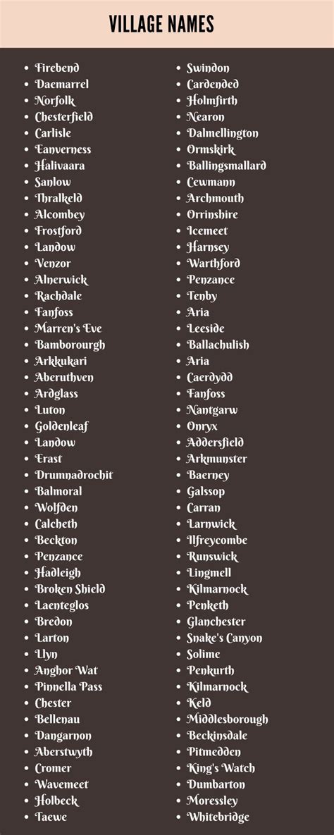400 Village Names And Town Names For Your Next Novel