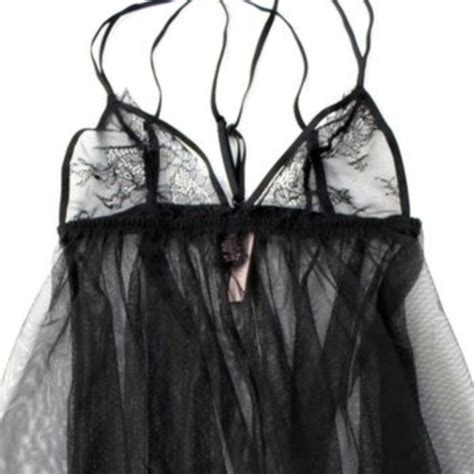 Victoria S Secret Intimates Sleepwear New Victoria Secret Black Lingerie Babydoll Sheer