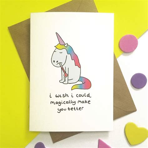 Unicorn Get Well Soon Card By Ladykerry Illustrated Ts