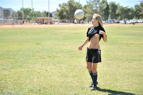 Blonde Soccer Girl Flashing Her Goods On The Field Porn Pictures XXX Photos Sex Images