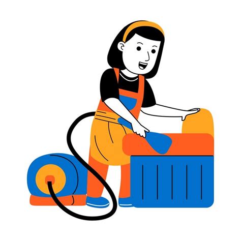 Ilustración vectorial de una mujer joven que limpia la casa | Vector ...