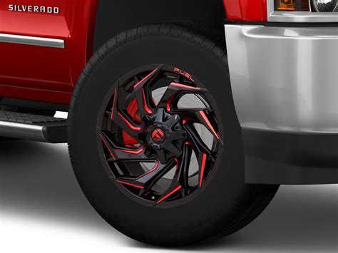 Fuel Wheels Silverado Reaction Gloss Black Milled With Red Tint