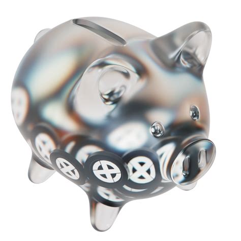 Free Onyxcoin Xcn Clear Glass Piggy Bank With Decreasing Piles Of