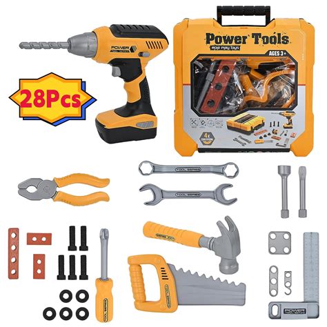 HopeRock Kids Construction Tools Toys Set, 28PCS Pretend Play Drill Set
