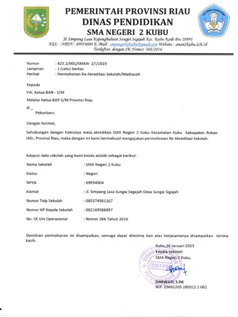 Surat Permohonan Akreditasi Pdf