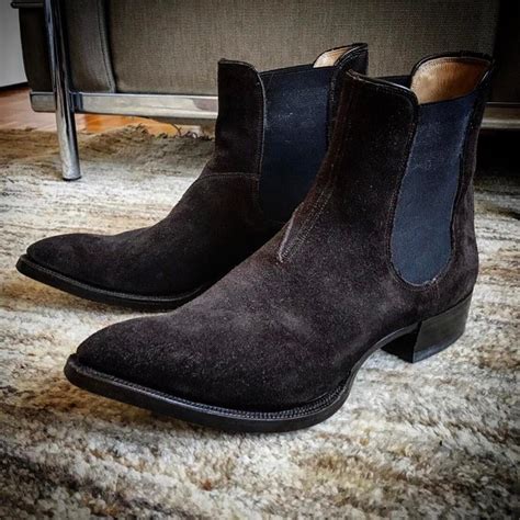 Bespoke Chelsea Western Toe Bitter Chocolate Suede Leather Mens Boot On