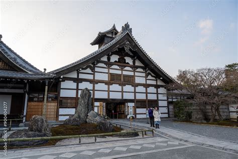 Kyoto Japan Jan Tourists Visiting Tenryuji Temple And