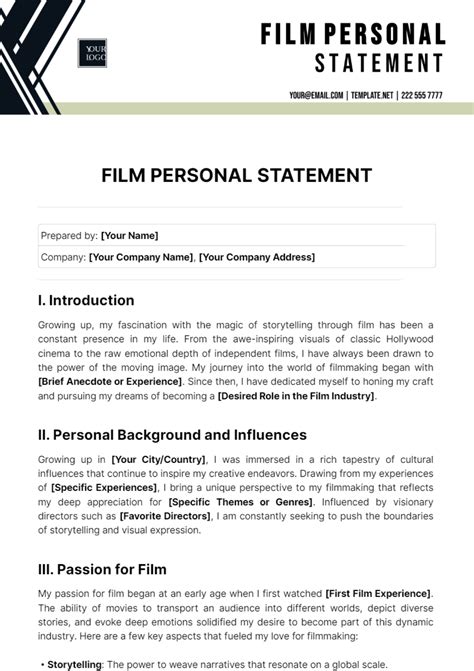film personal statement template  edit