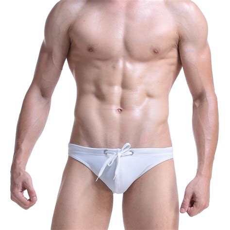 Queshark Men S Soild Color Swim Briefs Low Waist Multicolor Beach Bikini Gg Shopee Singapore