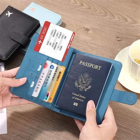 Funda De Pasaporte De Cuero PU RFID Clip De Pasaporte Multifuncional