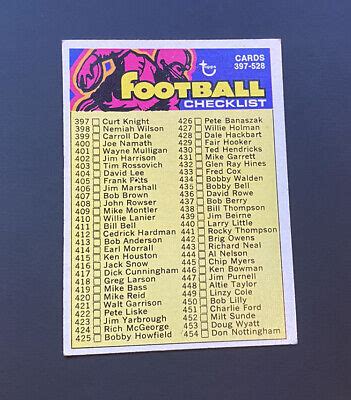 1973 Topps Football Checklist 397 528 Unmarked 498 EBay