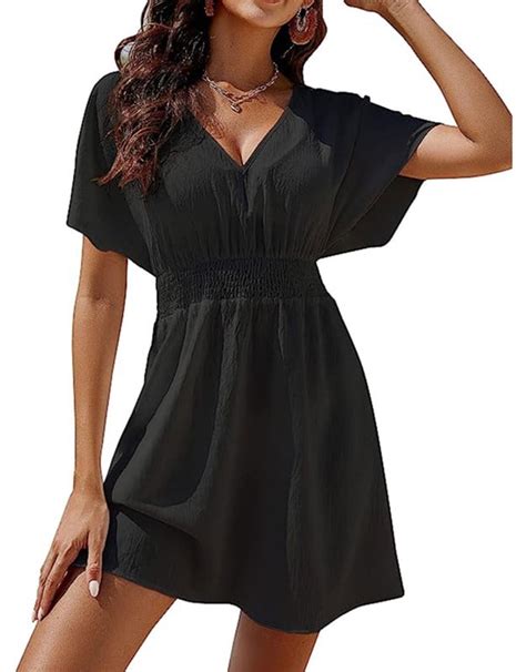 Shermie Women S Solid Color V Neck Bikini Wrap Cover Up Adjustable Drawstring Lightweight