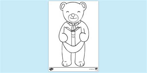 FREE Teddy Bear Reading Colouring Colouring Sheets