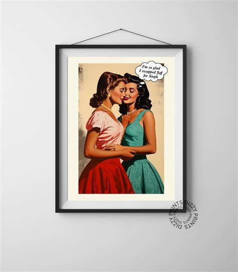 Vintage Lesbian Housewives Poster Print Collection Retro Illustration LGBTQ 1950 S Women Gay